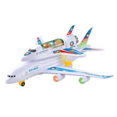 Imagem de Avião de Brinquedo Musical com Luzes LED, A380 Aeronave de Passageiros, Com Onibus Espacial, Jato acoplado ao aviao, Som Realista e Iluminação, Brinquedo Educativo para Crianças