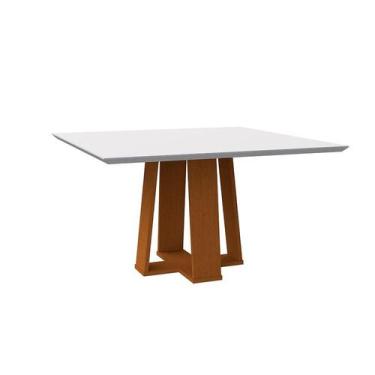 Imagem de Mesa de Jantar Quadrada com Tampo de Vidro Valencia Off White e Ype 13