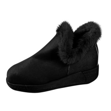 Imagem de Botas femininas com forro de lã e sola grossa plus size outono inverno moderno botas de neve grossas, Preto, 39