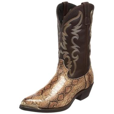Imagem de Botas de cowboy ocidentais masculinas confortáveis elegantes botas de equitação salto alto couro PU bordado bico fino design botas longas, Dourado, 44
