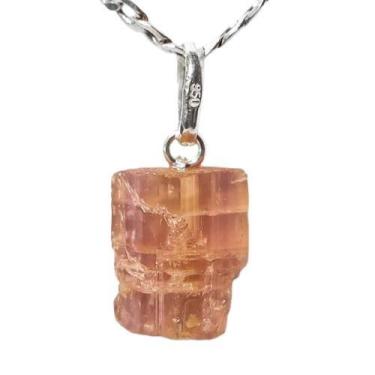 Imagem de Colar Pedra Topazio Imperial Bruto Natural Pino Prata 950 - Cristaisde