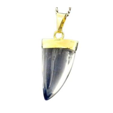 Imagem de Colar Dente de Dragão Pedra Quartzo Cristal Natural Dourado - Cristais