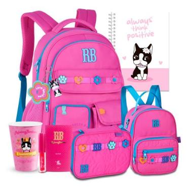 Imagem de Kit Mochila Passeio Flores Rebecca Bonbon Estojo Lancheira, RB26232 Ro