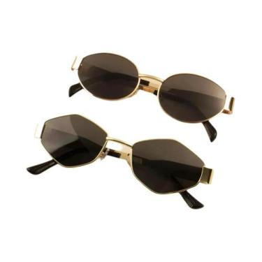 Imagem de 2 pçs vintage estilo punk óculos de sol retro redondo armação de metal