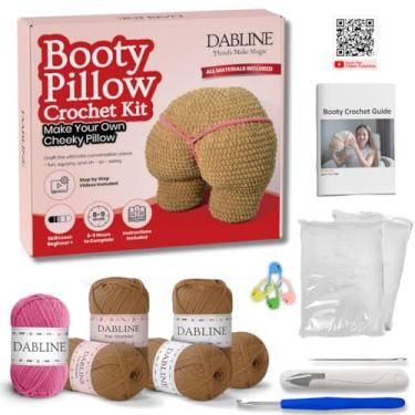 Imagem de Dabline Kit de crochê para iniciantes para adultos – Kit de crochê atrevido com fio pré-iniciado e tutoriais em vídeo passo a passo – Kit de presente para mulheres e homens