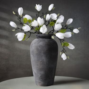 Imagem de Starttag Vaso rústico grande de cerâmica, flores de fazenda de 28 cm, vaso alto, textura vintage, piso de cerâmica para mesa, centros de mesa, decoração de casa, sala de estar, bronze