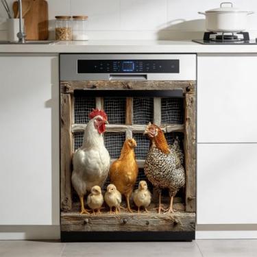 Imagem de Leniutor 1 peça de adesivo de painel de capa de adesivo de máquina de lavar louça de gato decorativo, adesivo de geladeira de animal de desenho animado decorativo, adesivos de máquina de lavar de