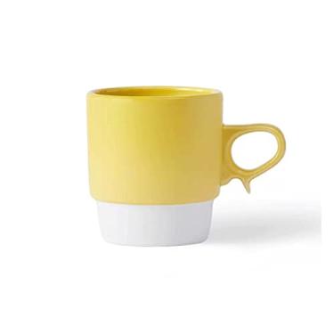Imagem de Xícara de café moderna de cerâmica simples de 280 ml requintada xícara de chá da tarde design criativo copo de escritório para bebidas (amarelo)