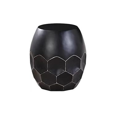 Imagem de Mesa lateral em forma de tambor com detalhes em forma de tambor, mesa de centro pequena, mesa de cabeceira e mesa de cabeceira, para sala de estar e quarto pequena mesa de centro (preto)