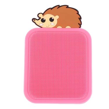 Imagem de SIWOTED Silicone Sensory Mat 11,5x17cm Dupla Face Cartoon Hedgehog Soft Sensory Pad Toy (Rosa Vermelha)