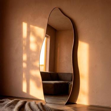 Imagem de Espelho Grande Orgânico Retro Corpo Inteiro de Parede de Chão 170x70cm