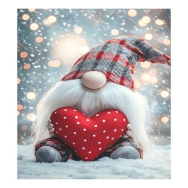 Imagem de Qilmy Capa de ímã de máquina de lavar louça de gnomo fofo dia dos namorados 58 x 66 cm capas decorativas de geladeira para porta frontal adesivo de folha magnética máquina de lavar louça painel