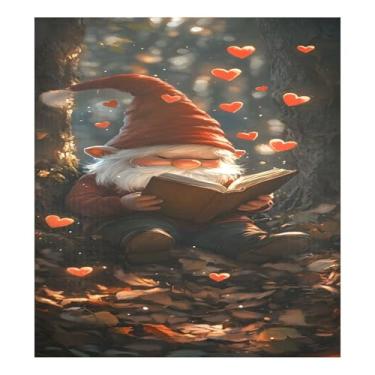 Imagem de Qilmy Capa de ímã de máquina de lavar louça de gnomo fofo dia dos namorados 58 x 66 cm capas decorativas de geladeira para porta frontal adesivo de folha magnética máquina de lavar louça painel