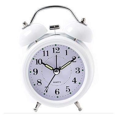 Imagem de x3anggyt5 Despertador para quarto, despertador alto com luz de fundo, operado por bateria, silencioso, sem tique-taque, para pessoas que dormem pesados, relógios de mesa decorativos extra retrô com