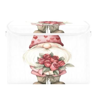 Imagem de STAYTOP Cestos de armazenamento fofos de gnomo para o Dia dos Namorados com tampas e alça de transporte, caixas de armazenamento dobráveis organizadores de recipientes para casa, quarto, armário