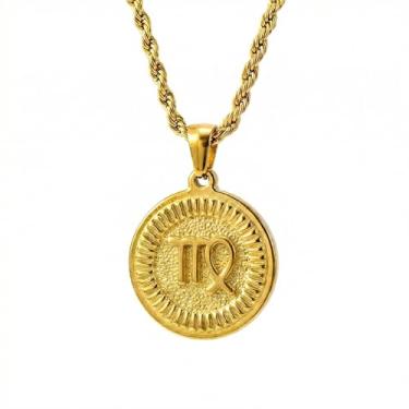 Imagem de Colar com pingente de constelação banhado a ouro 18K, corrente de corda ajustável, impermeável e antioxidante, colares do zodíaco masculino e feminino, embalagem de caixa de presente, presente de