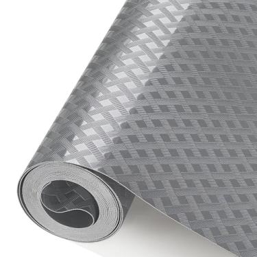 Imagem de Forro de geladeira, prateleira à prova d'água e forros de gaveta para armário de cozinha, tapete sob a pia de banheiro, forro de geladeira não adesivo, rolo de tapete de EVA - cinza 44 x 497 cm