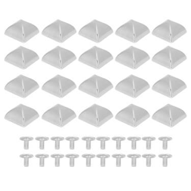Imagem de CUOFYUNL 20 peças de rebites de pirâmide de 18 mm rebites quadrados de liga de zinco com parafusos de PH para cintos, bolsas, chapéus, sapatos (Prata)