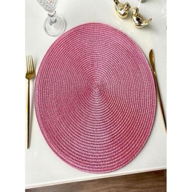 Imagem de Kit 4 Peças Jogo Americano Redondo Sousplat Cozinha Jantar Descanso de Prato Sousplat Cozinha(Pink)