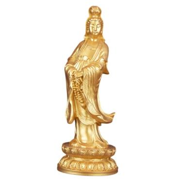 Imagem de KiBcsLic Estátua de Guan Yin, Arte Tradicional Chinesa, Decoração, Ornamento, Artesanato Feng Shui para Lareira, Armário, Corredor, Estante, Mesa, Ouro