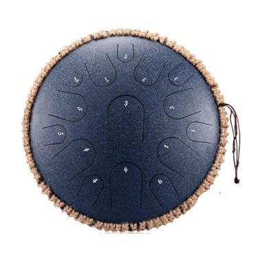 Imagem de Itanium Steel Tongue Drum Empty Percussion Pandeiro Musical Profissão 15 Notas 33 cm D Tons Handpan (Azul Marinho)