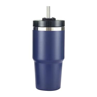 Imagem de Copo Isolado com Tampa e Canudo Reutilizável Garrafa de Água Aço Inoxidável 304 Café Gelado para Viagem Carro Academia Fitness Bebidas Quentes Frias