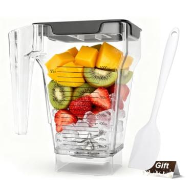 Imagem de Jarra de liquidificador de 2,126 g para Blendtec de quatro lados de substituição para liquidificadores Blendtec todos os modelos - Capacidade de mistura de 946 ml | Lâmina inoxidável dupla
