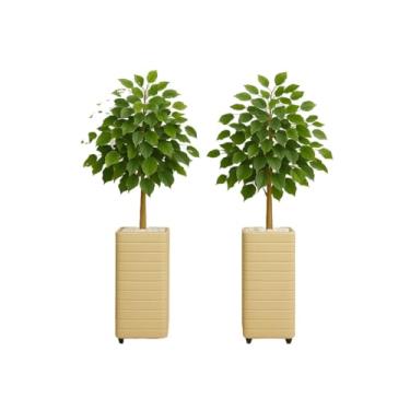 Imagem de Kit Decorativo com 2 Plantas Artificiais Realistas em Vaso, Folhagem para Decoração de Sala e Escritório