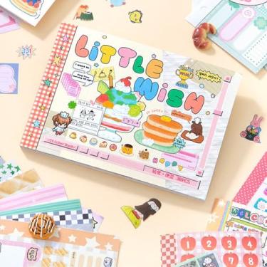 Imagem de JUMOYEEH 30 folhas de desenho animado adesivo bonito scrapbook adesivos bloco de notas adesivo bloco de notas para agenda álbum de fotos adesivo garrafa de água DIY Planner decorativo (pequenos