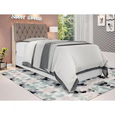 Imagem de Cabeceira Box Solteiro Isis Amarula C/ Capitonê Bege Escuro