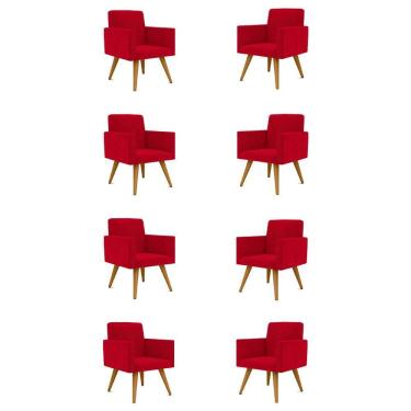 Imagem de Kit 08 Cadeiras Poltronas Decorativa Recepção vermelha