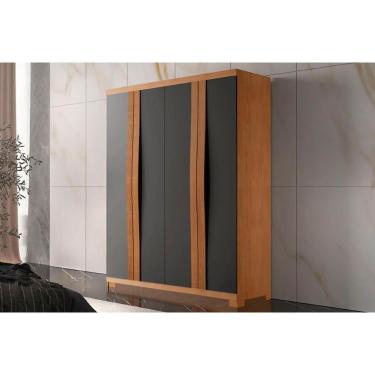 Imagem de Guarda Roupa 4 Portas E 2 Gavetas C- Pés Grécia Naturale-grafite - Rufato