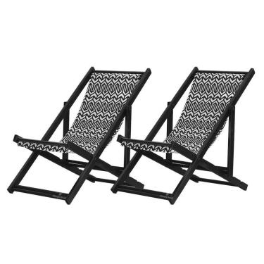Imagem de Kit 2 Espreguiçadeiras Dobrável Black Sb-retro