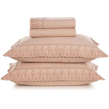 Imagem de Jogo de Cama Karsten Antonia 200 Fios 4 Peças Queen Rosa