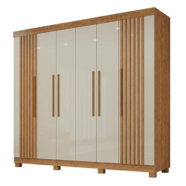 Imagem de Guarda-roupa De Casal 100% Mdf 6 Portas 4 Gavetas Inglaterra Ripado