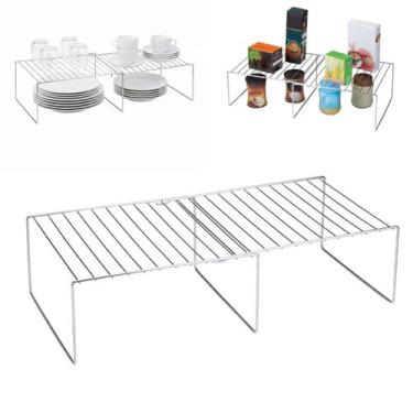 Imagem de Prateleira Extensível Multiuso Organizador de Armário Cozinha Cromado 