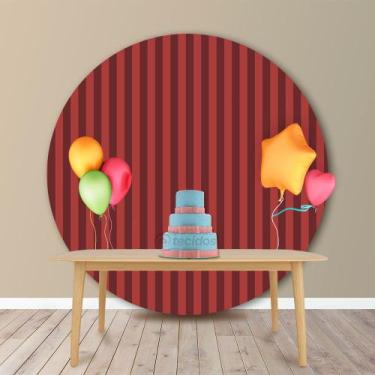 Imagem de Painel Redondo em Jacquard Vermelho e Preto Listrado - Jacquard Tradic