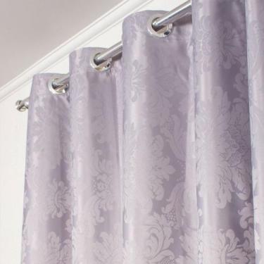 Imagem de Cortina Para Varão em Tecido Jacquard 100% Poliéster Medalhão Cinza, 1