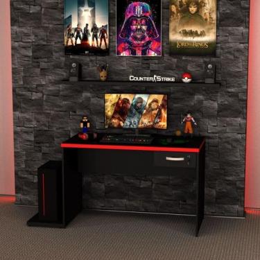 Imagem de Mesa para Computador Gamer 120cm Preto E Vermelho - Netmobil