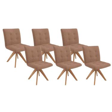 Imagem de Kit 6 Cadeiras Sala Jantar Nice 6 Un Carvalho - Boucle Caramelo Int - Kappesberg