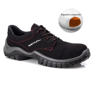 Imagem de Sapato de Segurança em Microfibra Preto e Vermelho Estival WO10043S2PT