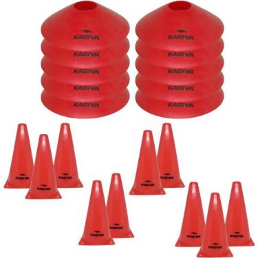 Imagem de Kit Futebol Agilidade Kagiva 20 Cones  Chapéu + Tartaruga, Vermelho