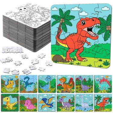 Imagem de Pinte seus próprios quebra-cabeças de dinossauro, pacote com 24 Realsp