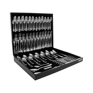 Imagem de Faqueiro Tramontina Inox 76 Peças Italy 66932307 com Estojo, Inox, 76