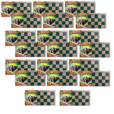Imagem de Kit 20x Jogos Tradicionais em Madeira Xadrez Escolar Xalingo 6008.7