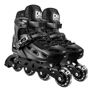 Imagem de Patins Infantil Ajustável Masculino Preto Com Luzes Led Semi Profissio