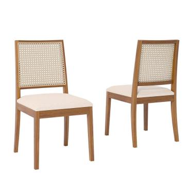 Imagem de Conjunto 2 Cadeiras para Sala de Jantar em Madeira Tauari Carambola MADEIRA/TRAMA BEGE