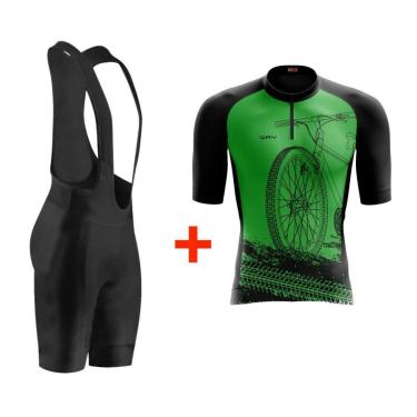 Imagem de Conjunto de Ciclismo Homem Pedalar Camiseta e Bretele de Gel Profissional-Masculino