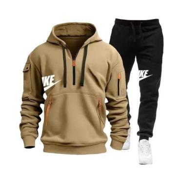 Imagem de Conjunto De Moletom Com Zíper E Calças Para Homens, Casual E Quente, R