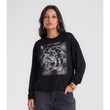 Imagem de Blusa Feminina Manga longa Com Estampa Endless Preto, G, Preto
